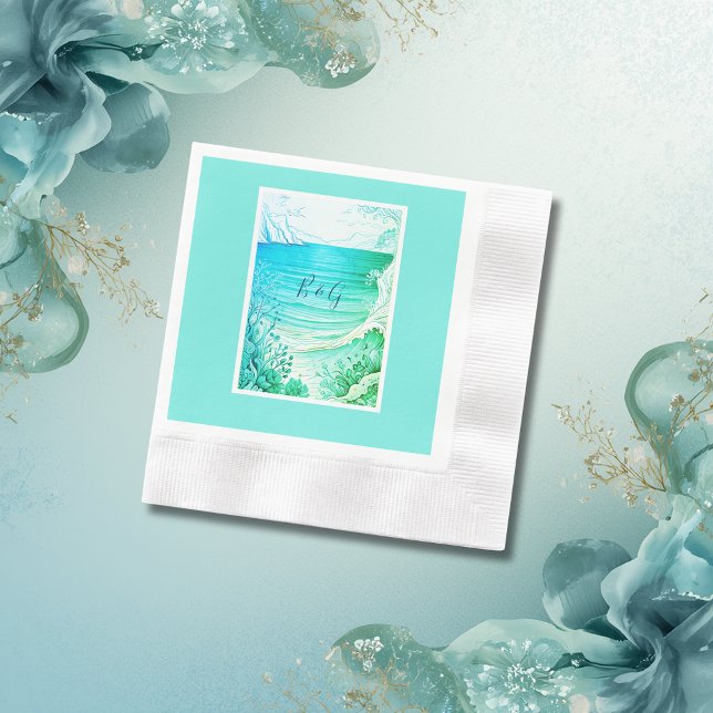 Guardanapo De Papel casamento de vibe na costa azul (Criador carregado)