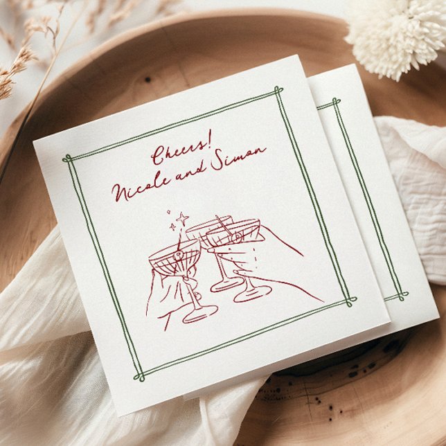 Guardanapo De Papel Casamento de vidro de champanhe com moldura esboça (Criador carregado)