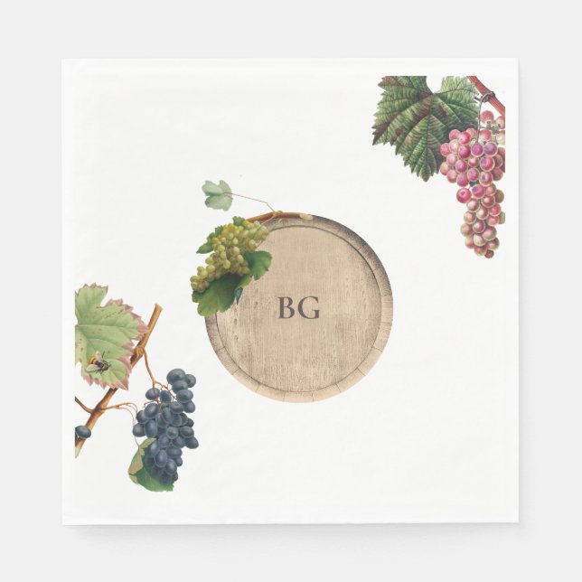Guardanapo De Papel Casamento de vinhas de barril de vinho russo (Frente)
