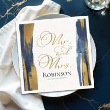 Casamento de Watercolor Napkins | Abstrato Azul Do