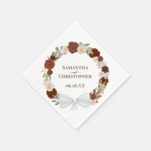 Guardanapo De Papel Casamento Diagonal de Autumn Floral Wreath Elegant