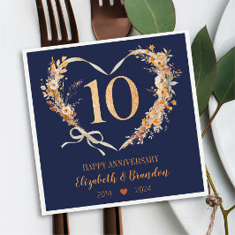 Guardanapo De Papel Casamento do 10º aniversário do Modern Blue Napkin