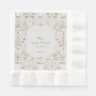 Guardanapo De Papel Casamento do 1920 Gatsby do Excelente Branco Real 
