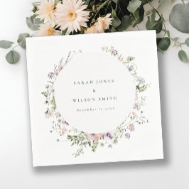 Guardanapo De Papel Casamento do Círculo de Flores Lilás Rosa Blush