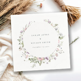 Guardanapo De Papel Casamento do Círculo de Flores Lilás Rosa Blush