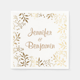 Guardanapo De Papel casamento do dourado e do bébé branco