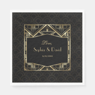 Guardanapo De Papel Casamento do estilo Dourado Gatsby Art Deco