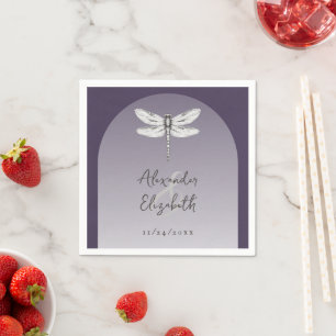 Guardanapo De Papel Casamento do Libélula Roxo Escuro