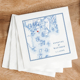 Guardanapo De Papel Casamento Do Mapa Do Porto De Boothbay Harbor Em S