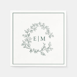 Guardanapo De Papel Casamento do Moderno Emerald Green Leafy Crest Mon