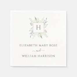 Guardanapo De Papel Casamento do Monograma Botânico