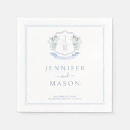 Guardanapo De Papel Casamento do Monograma do Pato Floral Azul Elegant