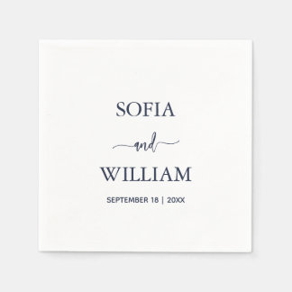 Guardanapo De Papel Casamento do Monograma do Script Azul do Marinho M