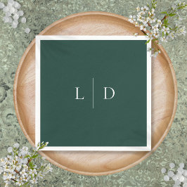 Guardanapo De Papel Casamento do Monograma Minimalista Emerald Green