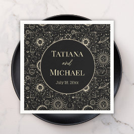 Guardanapo De Papel casamento do ouro negro místico moderno