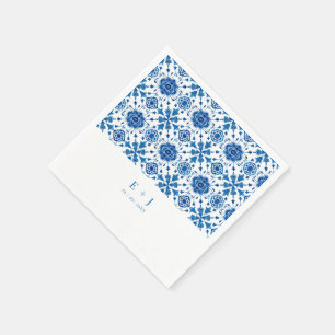 Guardanapo De Papel Casamento dos azulejos do Verão mediterrânico
