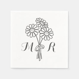 Guardanapo De Papel Casamento dos Monogramas das Disies Brancas Florai