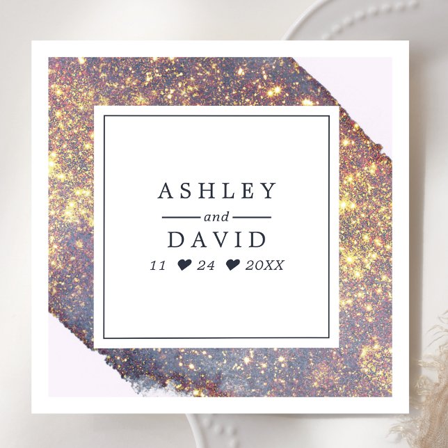 Guardanapo De Papel Casamento Dourado com Luminhas Roxas Iridescentes  (Criador carregado)