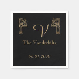 Guardanapo De Papel Casamento Dourado de Arte Negra