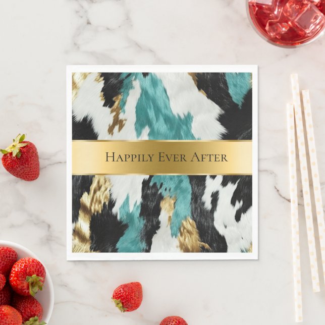 Guardanapo De Papel Casamento Dourado de cocaína verde-turquesa (Insitu)