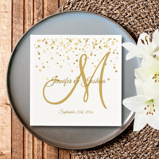 Guardanapo De Papel Casamento Dourado de Confetti MONOGRAM Personaliza (Criador carregado)