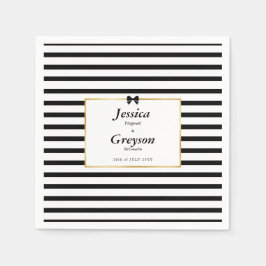 Guardanapo De Papel Casamento Dourado de Frame de Stripe Negra Elegan