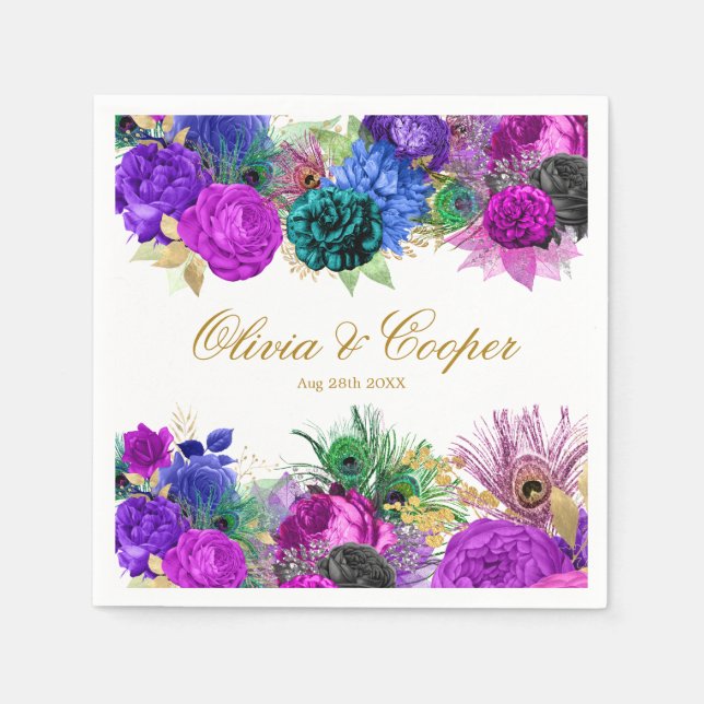 Guardanapo De Papel Casamento Dourado de Luxury Mardi Gras (Frente)