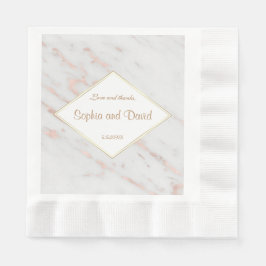 Guardanapo De Papel Casamento Dourado de Marble com Rosa de Diamante E