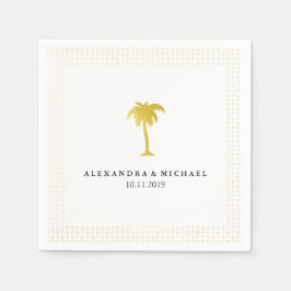 Guardanapo De Papel Casamento Dourado de Palmeiras Elegante Faux