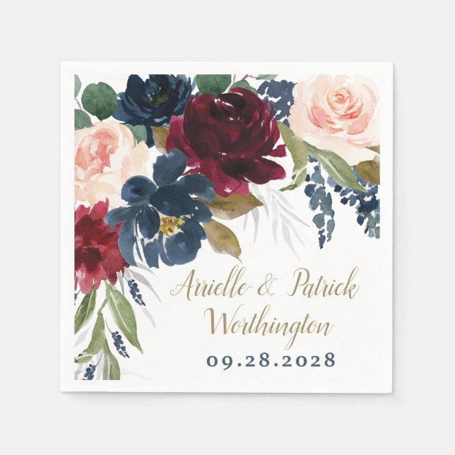 Guardanapo De Papel Casamento Dourado de Prata Rosa Espelhada com mari (Frente)