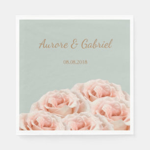 Guardanapo De Papel Casamento Dourado do Elegante Blush Rose Bouquet S