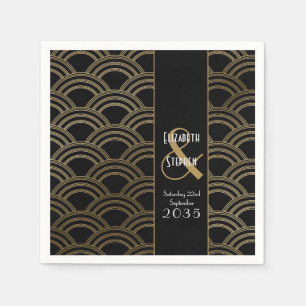 Guardanapo De Papel Casamento Dourado do Elegante Gatsby Art Deco 1920