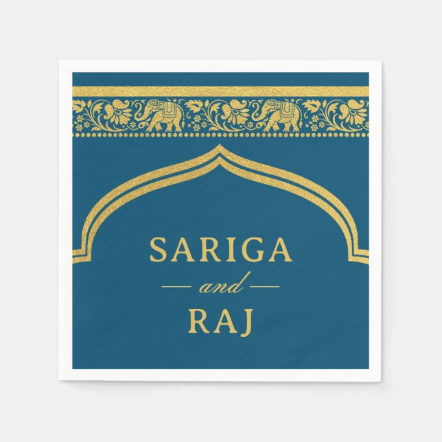 Guardanapo De Papel Casamento Dourado do Mundap do Elephant & Lotus Fl (Frente)