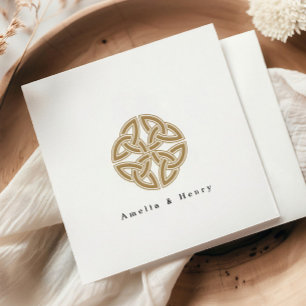Guardanapo De Papel Casamento Dourado do nó celta irlandês