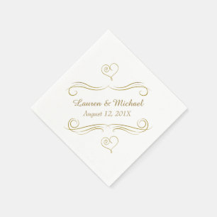 Guardanapo De Papel Casamento Dourado do redemoinho dos corações da