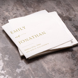 Guardanapo De Papel Casamento Dourado e branco elegante