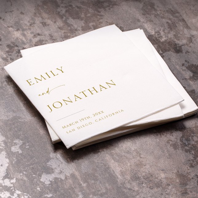 Guardanapo De Papel Casamento Dourado e branco elegante (Criador carregado)