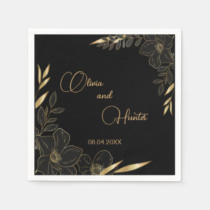 Guardanapo De Papel Casamento Dourado e negro elegante