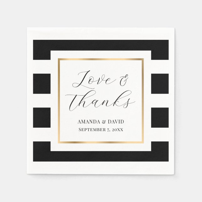 Guardanapo De Papel Casamento Dourado e negro elegante (Frente)