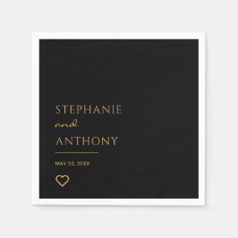 Guardanapo De Papel Casamento Dourado e negro minimalista