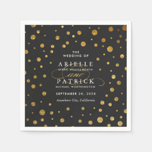 Guardanapo De Papel Casamento Dourado e Preto do Foil Confetti Napkins