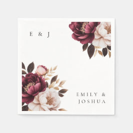 Guardanapo De Papel Casamento Dourado Elegante Burgundy