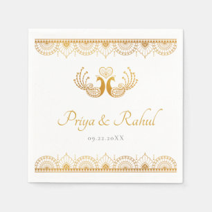 Guardanapo De Papel Casamento Dourado Elegante da Índia