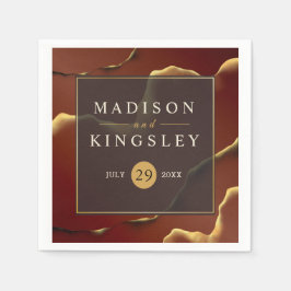 Guardanapo De Papel Casamento Dourado 🌿 Elegante Inky Abstrato