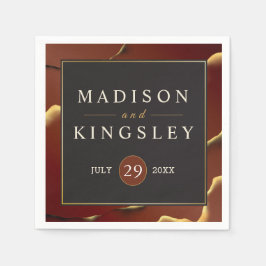 Guardanapo De Papel Casamento Dourado 🌿 Elegante Inky Abstrato