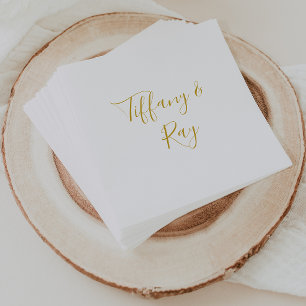 Guardanapo De Papel Casamento Dourado Elegante Simples Napkins