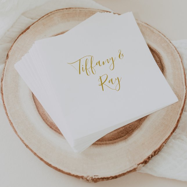 Guardanapo De Papel Casamento Dourado Elegante Simples Napkins (Criador carregado)