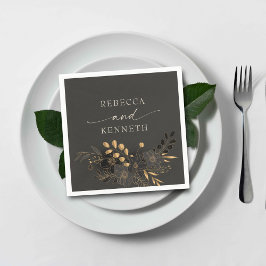 Guardanapo De Papel Casamento Dourado Floral Minimalista Luxurioso