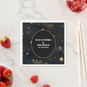 Guardanapo De Papel Casamento Dourado Lua Crescente Celestial