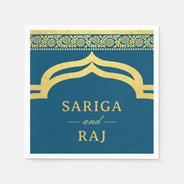 Guardanapo De Papel Casamento Dourado Marigold Flower Mundap Canopy Ar (Frente)